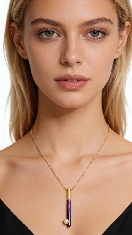 Color block κολιέ μενταγιόν με μαργαριτάρι και χρώμα - 4163, Ανακαλύψτε τη μοναδική ομορφιά αυτού του εντυπωσιακού color block κολιέ μενταγιόν, που συνδυάζει harmonικά το χρυσό ορείχαλκο με το έντονο μοβ σμάλτο και ένα λεπτεπίλεπτο μαργαριτάρι. Σχεδιασμένο από την Ελληνίδα Σχεδιάστρια Κοσμημάτων Αικατερίνη Χαλκιαδάκη, αυτό το χειροποίητο κόσμημα αποτελεί την τέλεια επιλογή για τη σύγχρονη γυναίκα που αναζητά statement αξεσουάρ με ελληνική υπογραφή.
Το κοντό κολιέ διαθέτει ένα γεωμετρικό μενταγιόν που καταλήγει σε μια φυσική πέρλα, δημιουργώντας έναν εκλεπτυσμένο συνδυασμό παραδοσιακών και μοντέρνων στοιχείων. Ο έντονος μοβ χρωματισμός σε συνδυασμό με το χρυσό του ορείχαλκου προσφέρει μια πολυτελή αίσθηση που προσελκύει τα βλέμματα.
Ιδανικό για καθημερινή ή βραδινή εμφάνιση, αυτό το κολιέ συνδυάζεται άψογα με μονόχρωμα ρούχα και μπορεί να φορεθεί μόνο του ή σε layering look με άλλα κοσμήματα.
Φροντίστε το κόσμημά σας αποθηκεύοντάς το σε στεγνό χώρο και καθαρίζοντάς το με μαλακό πανί για να διατηρήσει τη λάμψη του.
Υλικό: Ορείχαλκος, Σμάλτο 
Πέτρα: Μαργαριτάρι