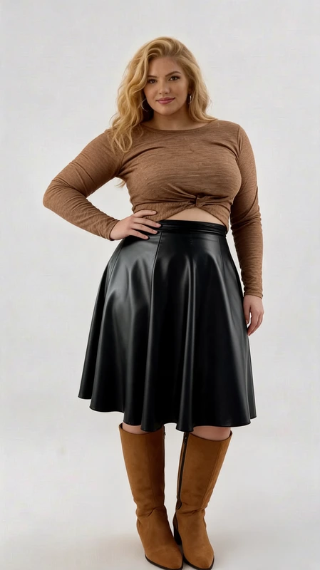 Plus size κροπ τοπ μακρυμάνικο καφέ ταμπά - CTWPL103 | Candiashop Boutique, Plus size γυναικείο κροπ τοπ μακρυμάνικο καφέ ταμπά. Μπορεί να φορεθεί με ψηλόμεση φούστα, ψηλόμεση παντελόνα ακόμα και με φούστα μίντι ή pencil.
