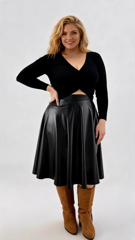 Plus size γυναικείο κροπ τοπ μακρυμάνικο μαύρο. Μπορεί να φορεθεί με ψηλόμεση φούστα, ψηλόμεση παντελόνα ακόμα και με φούστα μίντι ή pencil.