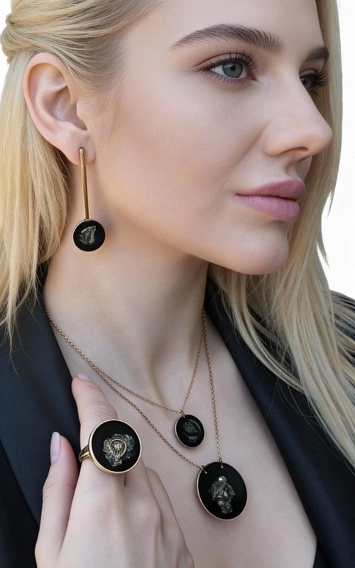 Χειροποίητο γυναικείο δαχτυλίδι με πυρίτη - 3001, Ανακαλύψτε τη μαγεία του χειροποίητου γυναικείου δαχτυλιδιού με πυρίτη, ένα μοναδικό κόσμημα που συνδυάζει τη δύναμη των φυσικών πετρών με τη σύγχρονη αισθητική. Σχεδιασμένο από την Ελληνίδα Σχεδιάστρια Κοσμημάτων Αικατερίνη Χαλκιαδάκη, αυτό το εντυπωσιακό δαχτυλίδι αποτελεί την τέλεια επιλογή για γυναίκες που αναζητούν statement κοσμήματα με χαρακτήρα.
Η ωοειδής σιλουέτα του δαχτυλιδιού περιβάλλεται από χρυσαφί ορείχαλκο, ενώ στο κέντρο κυριαρχεί η μαύρη πατίνα που φιλοξενεί έναν φυσικό σιδηροπυρίτη. Ο πυρίτης προσφέρει μεταλλικές ανταύγειες που δημιουργούν έναν μαγευτικό οπτικό διάλογο με το μαύρο φόντο.
Το μεγάλο μέγεθος του δαχτυλιδιού το καθιστά ιδανικό για όσες προτιμούν εντυπωσιακά κοσμήματα που ξεχωρίζουν. Η χειροποίητη κατασκευή εγγυάται την μοναδικότητα κάθε κομματιού, καθιστώντας το ένα πραγματικό έργο τέχνης.
Υλικό: Ορείχαλκος 
Πέτρα: Σιδηροπυρίτης