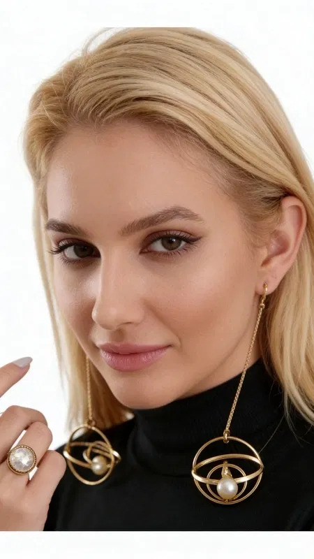 Εντυπωσιακά μακριά σκουλαρίκια με πέρλες που συνδυάζουν τη σύγχρονη αισθητική με τη διαχρονική κομψότητα. Αυτά τα statement κρεμαστά σκουλαρίκια παρουσιάζουν έναν μοναδικό σχεδιασμό με χρυσούς κρίκους και λευκές πέρλες, δημιουργώντας μια εντυπωσιακή σύνθεση που τραβά τα βλέμματα.\u000AΤα σκουλαρίκια διαθέτουν δύο χρυσούς κρίκους σε διαφορετικά μεγέθη, με τον εσωτερικό να φιλοξενεί μια πέρλα που κρέμεται κομψά. Η ιδιαίτερη κατασκευή τους επιτρέπει την κίνηση, δίνοντας έναν δυναμικό χαρακτήρα στο κόσμημα. Σχεδιασμένα από την Ελληνίδα Σχεδιάστρια Κοσμημάτων Αικατερίνη Χαλκιαδάκη, αυτά τα χειροποίητα σκουλαρίκια αποτελούν την τέλεια επιλογή για σύγχρονες γυναίκες που αναζητούν μοντέρνα κοσμήματα με χαρακτήρα.\u000AΙδανικά για ιδιαίτερες στιγμές, νυφικές εμφανίσεις ή καθημερινές εξόδους όπου θέλετε να ξεχωρίσετε. Το χρυσό χρώμα συνδυάζεται εύκολα με κάθε ντύσιμο, ενώ οι πέρλες προσθέτουν μια νότα κομψότητας και φινέτσας. Αποθηκεύστε σε στεγνό μέρος και καθαρίζετε με μαλακό πανί.\u000AΥλικό: Ορείχαλκος \u000AΠέτρα: Πέρλα