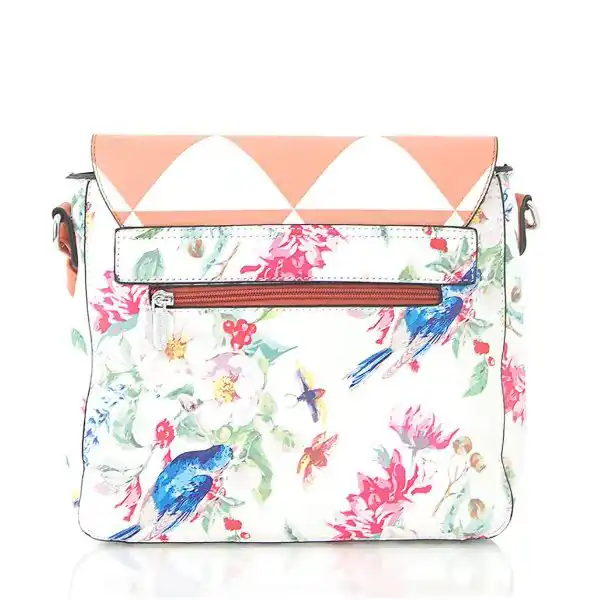 Γυναικεία τσάντα χιαστί σομόν φλοράλ | Candiashop Boutique, Γυναικεία τσάντα χιαστί σομόν φλοράλ. Κλείνει με κούμπωμα και φερμουάρ, από τεχνόδερμα.