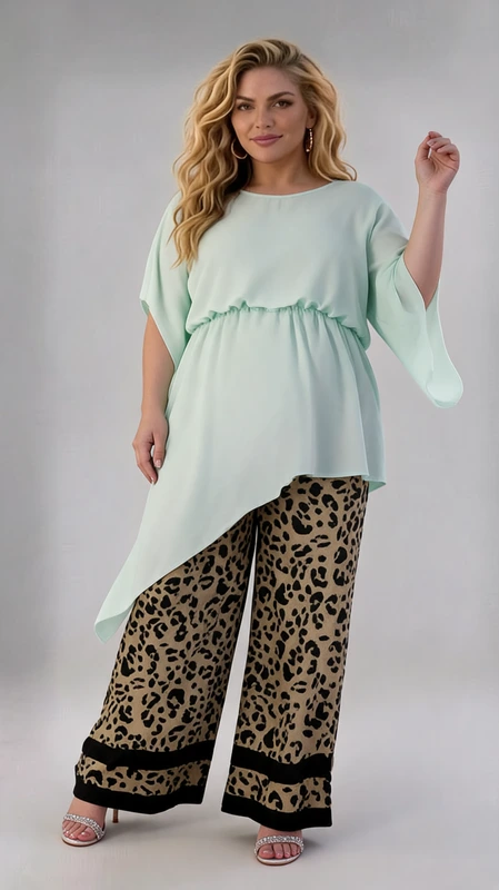 Γυναικείο μπλουζοφόρεμα γαλάζιο plus size με μύτη στο πλάι και λάστιχο στη μέση  από 100% πολυέστερ