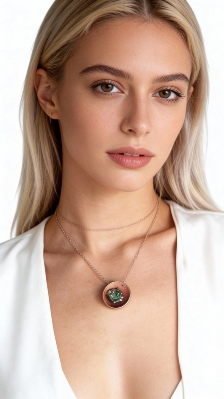 Ανακαλύψτε τη μαγεία του σιδηροπυρίτη με αυτό το εντυπωσιακό γυναικείο κολιέ που συνδυάζει την κομψότητα με την ιδιαίτερη φυσική ομορφιά. Σχεδιασμένο από την Ελληνίδα Σχεδιάστρια Κοσμημάτων Αικατερίνη Χαλκιαδάκη, αυτό το μοναδικό χειροποίητο κόσμημα αποτελεί την ιδανική επιλογή για γυναίκες που αγαπούν τα statement αξεσουάρ.\u000AΤο κολιέ διαθέτει μια εντυπωσιακή οβάλ πέτρα σιδηροπυρίτη σε υπέροχη σομόν απόχρωση, η οποία συνδυάζεται αρμονικά με τον ορείχαλκο. Η φυσική λάμψη του πυρίτη δημιουργεί παιχνίδια φωτός που προσδίδουν εκλεπτυσμένη αίσθηση στο κόσμημα. Η λεπτή αλυσίδα από ορείχαλκο ολοκληρώνει τον σχεδιασμό, προσφέροντας άνεση και κομψότητα.\u000AΑυτό το χειροποίητο κολιέ με πυρίτη αποτελεί την τέλεια συμπλήρωση για καθημερινές και ιδιαίτερες εμφανίσεις. Η ουδέτερη σομόν απόχρωση το καθιστά εύκολα συνδυάσιμο με κάθε ντυσίματος, ενώ η μοναδική υφή του πυρίτη προσθέτει έναν εντυπωσιακό χαρακτήρα.\u000AΥλικό: Ορείχαλκος, Σμάλτο \u000AΠέτρα: Σιδηροπυρίτης