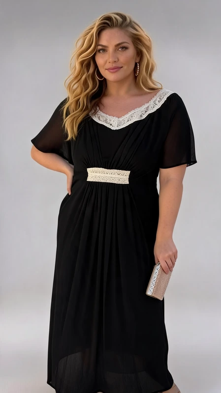 Καλοκαιρινό maxi φόρεμα μαύρο plus size, αμπιγιέ αέρινο και δροσερό. Αν είσαι καλεσμένη σε γάμο ή σε βάπτιση την Άνοιξη και το Καλοκαίρι, αυτό το άνετο και δροσερό φόρεμα θα σε βοηθήσει να κλέψεις τις εντυπώσεις!