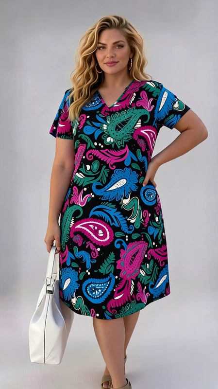 Καλοκαιρινό midi φόρεμα plus size, πρωϊνό αέρινο και δροσερό από βισκόζη και μαγιόπανο. Αν θες να είσαι άνετη με ένα δροσερό φόρεμα την άνοιξη ή το καλοκαίρι, φόρεσε το και κλέψε τις εντυπώσεις!
