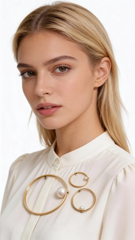 Γυναικείες καρφίτσες κόσμημα με πέρλες - 2979, Ανακαλύψτε τη μαγεία των χειροποίητων καρφιτσών με αυτό το εντυπωσιακό σετ τριών κυκλικών καρφιτσών από ορείχαλκο και φυσικές πέρλες. Κάθε καρφίτσα παρουσιάζει έναν κομψό κυκλικό σχεδιασμό που στολίζεται με μια λευκή πέρλα, δημιουργώντας ένα αρμονικό σύνολο που μπορεί να φορεθεί μαζί ή ξεχωριστά.
Σχεδιασμένες από την Ελληνίδα Σχεδιάστρια Κοσμημάτων Αικατερίνη Χαλκιαδάκη, αυτές οι γυναικείες καρφίτσες συνδυάζουν τη σύγχρονη αισθητική με την παραδοσιακή τεχνογνωσία. Ο ορείχαλκος με το χρυσό φινίρισμα προσφέρει ανθεκτικότητα και κομψότητα, ενώ οι φυσικές πέρλες προσδίδουν μια κλασική πινελιά γοητείας. Οι τρεις διαφορετικές διαστάσεις επιτρέπουν απεριόριστες δυνατότητες styling.
Ιδανικές για να στολίσουν παλτό, σακάκι, φόρεμα ή ακόμα και τσάντα, αυτές οι καρφίτσες κόσμημα μεταμορφώνουν κάθε outfit σε statement look. Μπορούν να δημιουργήσουν geometric patterns ή να φορεθούν διασκορπισμένες για πιο bohemian αισθητική.
Υλικό: Ορείχαλκος 
Πέτρα: Πέρλα