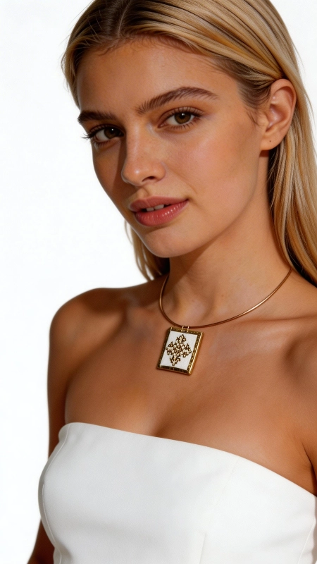 Κολιέ κεντητό άσπρο με γεωμετρικά σχέδια από χρυσοκλωστή δεμένο με ορείχαλκο - KOL-4715, Κολιέ κεντητό άσπρο με γεωμετρικά σχέδια που συνδυάζει την παραδοσιακή τέχνη του κεντήματος με τη σύγχρονη αισθητική. Αυτό το εντυπωσιακό statement κολιέ, σχεδιασμένο από την Ελληνίδα Σχεδιάστρια Κοσμημάτων Αικατερίνη Χαλκιαδάκη, φέρει λεπτομερή γεωμετρικά μοτίβα κεντημένα με χρυσοκλωστή σε άσπρη βάση. Το χειροποίητο κολιέ διαθέτει τετράγωνο κεντητό στοιχείο που αποτελεί το κεντρικό σημείο του σχεδιασμού, δημιουργώντας έναν εκλεπτυσμένο συνδυασμό μίνιμαλ γραμμών και παραδοσιακής τεχνικής. Η χρυσή αλυσίδα από ορείχαλκο προσδίδει σύγχρονη πινελιά, ενώ το άσπρο χρώμα καθιστά το κολιέ ιδανικό για καθημερινές και ειδικές εμφανίσεις. Το μοναδικό αυτό κόσμημα αποτελεί τέλεια επιλογή για layering με άλλα κολιέ ή μπορεί να φορεθεί μόνο του ως statement αξεσουάρ. Συνδυάζεται υπέροχα με λευκά, μπεζ και χρυσαφί χρώματα, προσφέροντας ευελιξία στο styling. Υλικό: Ορείχαλκος, Ύφασμα Φροντίστε το κολιέ σας αποθηκεύοντάς το σε στεγνό μέρος και καθαρίζοντάς το απαλά με μαλακό πανί.