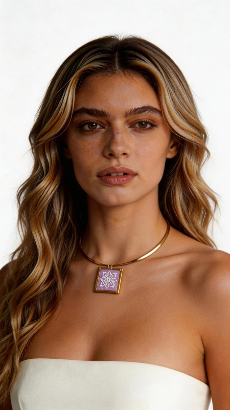 Κολιέ κεντητό λιλά με γεωμετρικά σχέδια από χρυσοκλωστή δεμένο με ορείχαλκο - KOL-4705, Ανακαλύψτε τη μαγεία του κεντήματος με αυτό το εντυπωσιακό κολιέ σε λιλά απόχρωση που συνδυάζει παραδοσιακή τέχνη με σύγχρονο design. Το κολιέ κεντητό με γεωμετρικά σχέδια σχεδιασμένο από την Ελληνίδα Σχεδιάστρια Κοσμημάτων Αικατερίνη Χαλκιαδάκη αποτελεί ένα μοναδικό statement κόσμημα που προσθέτει κομψότητα σε κάθε εμφάνιση. Το εντυπωσιακό αυτό χειροποίητο κόσμημα φέρει περίτεχνα γεωμετρικά μοτίβα κεντημένα με χρυσοκλωστή σε υπέροχη λιλά απόχρωση. Το τετράγωνο κεντητό στοιχείο δεσμεύεται με ποιοτικό ορείχαλκο, δημιουργώντας έναν αρμονικό συνδυασμό παραδοσιακής τέχνης και μοντέρνου στυλ. Η λεπτή αλυσίδα επιτρέπει στο κόσμημα να τοποθετείται τέλεια στο λαιμό, ενώ το folklore design προσδίδει μια ξεχωριστή ελληνική αισθητική. Ιδανικό για ιδιαίτερες στιγμές και καθημερινή κομψότητα, αυτό το μακρύ κολιέ συνδυάζεται άψογα με άλλα κοσμήματα για layering looks ή φοριέται μόνο του ως statement piece. Υλικό: Ορείχαλκος, Ύφασμα Φροντίστε το κόσμημά σας αποφεύγοντας την επαφή με νερό και αποθηκεύοντάς το σε στεγνό μέρος για να διατηρήσει τη λάμψη του.