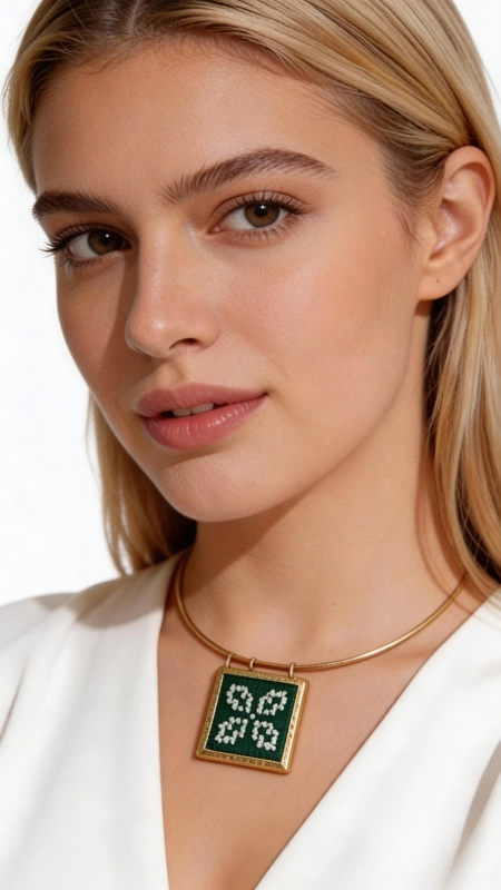 Ανακαλύψτε τη μαγεία του παραδοσιακού κεντήματος με αυτό το εντυπωσιακό κολιέ κεντητό πράσινο που συνδυάζει την τέχνη του folklore με τη σύγχρονη αισθητική. Σχεδιασμένο από την Ελληνίδα Σχεδιάστρια Κοσμημάτων Αικατερίνη Χαλκιαδάκη, το κόσμημα αυτό αποτελεί ένα μοναδικό statement piece που θα σας ξεχωρίσει. Το τετράγωνο κεντητό μενταγιόν διακοσμείται με γεωμετρικά σχέδια σε αποχρώσεις του πράσινου και του λευκού, δημιουργημένα με χρυσοκλωστή που προσδίδει λάμψη και κομψότητα. Η τεχνική του κεντήματος σε εταμίν δίνει στο κολιέ μια μοναδική υφή και χρώμα που θυμίζει τα παραδοσιακά ελληνικά κεντήματα. Το χρυσό αλυσιδάκι από ορείχαλκο συμπληρώνει τέλεια το σχέδιο, δημιουργώντας μια αρμονική σύνθεση. Αυτό το χειροποίητο κολιέ είναι ιδανικό για καθημερινή ή βραδινή εμφάνιση, προσδίδοντας έναν ethnic και bohemian χαρακτήρα στο στιλ σας. Συνδυάζεται τέλεια με λευκά, μπεζ ή earth tones ρούχα. Υλικό: Ορείχαλκος, Ύφασμα Φροντίστε το κολιέ σας αποθηκεύοντάς το σε στεγνό χώρο και αποφεύγοντας την επαφή με νερό και χημικά.
