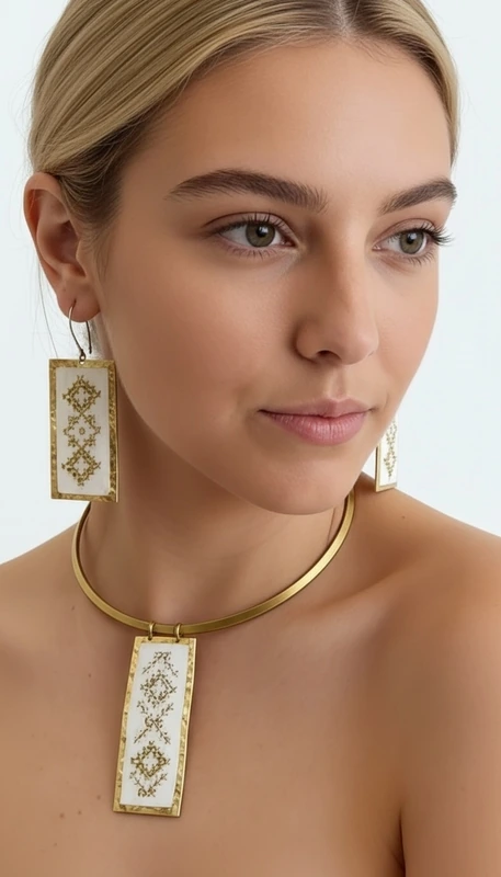 Κολιέ κεντητό λευκό με γεωμετρικά σχέδια από χρυσοκλωστή δεμένο με ορείχαλκο - KOL-4692, Ανακαλύψτε την τέχνη του κεντήματος στα κοσμήματα με αυτό το εξαιρετικό κολιέ κεντητό λευκό που συνδυάζει παραδοσιακή τεχνική με σύγχρονο design. Σχεδιασμένο από την Ελληνίδα Σχεδιάστρια Κοσμημάτων Αικατερίνη Χαλκιαδάκη, αυτό το μοναδικό κόσμημα φέρει γεωμετρικά σχέδια κεντημένα με χρυσοκλωστή σε λευκό ύφασμα, δημιουργώντας μια εντυπωσιακή αντίθεση που τραβά τα βλέμματα.
Το statement κολιέ διαθέτει τετράγωνη κρεμαστή επιφάνεια που προβάλλει με υπερηφάνεια τα χειροποίητα γεωμετρικά μοτίβα, ενώ συμπληρώνεται από χρυσό μεταλλικό περιλαίμιο από ορείχαλκο που προσδίδει κομψότητα και σταθερότητα. Η λευκή βάση με τη χρυσή κλωστή δημιουργεί έναν τέλειο συνδυασμό που ταιριάζει ιδανικά με καλοκαιρινά outfits και bohemian στυλ.
Ιδανικό για καθημερινή ή βραδινή εμφάνιση, αυτό το κεντητό κολιέ προσθέτει έναν καλλιτεχνικό χαρακτήρα στο στυλ σας. Συντηρείται εύκολα με απαλό καθάρισμα και φύλαξη σε στεγνό περιβάλλον.
Υλικό: Ορείχαλκος, Ύφασμα