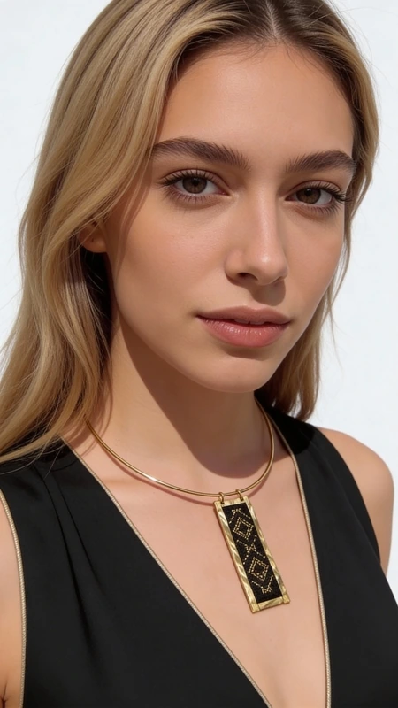 Κολιέ κεντητό μαύρο με γεωμετρικά σχέδια από χρυσοκλωστή δεμένο με ορείχαλκο - KOL-4693, Ανακαλύψτε τη μαγεία του παραδοσιακού κεντήματος με αυτό το εντυπωσιακό κολιέ που συνδυάζει τη λαϊκή τέχνη με τη σύγχρονη αισθητική. Σχεδιασμένο από την Ελληνίδα Σχεδιάστρια Κοσμημάτων Αικατερίνη Χαλκιαδάκη, αυτό το statement κολιέ φέρει γεωμετρικά μοτίβα κεντημένα με χρυσοκλωστή σε μαύρο ύφασμα, δημιουργώντας μια μοναδική σύνθεση που τραβά τα βλέμματα.
Το κολιέ διαθέτει ορθογώνιο κεντρικό στοιχείο με περίτεχνα γεωμετρικά σχέδια που θυμίζουν την παραδοσιακή ελληνική κεντητική. Η χρυσή κλωστή αντιπαραβάλλεται όμορφα με το βαθύ μαύρο χρώμα του υφάσματος, ενώ το πλαίσιο από ορείχαλκο προσδίδει μια vintage πινελιά. Η ρυθμιζόμενη αλυσίδα εξασφαλίζει άνετη εφαρμογή και ευελιξία στο styling.
Ιδανικό για να συμπληρώσει τόσο casual όσο και πιο επίσημα look, αυτό το χειροποίητο κόσμημα είναι η τέλεια επιλογή για γυναίκες που αγαπούν τα μοναδικά αξεσουάρ με ιστορία και χαρακτήρα.
Υλικό: Ορείχαλκος, Ύφασμα