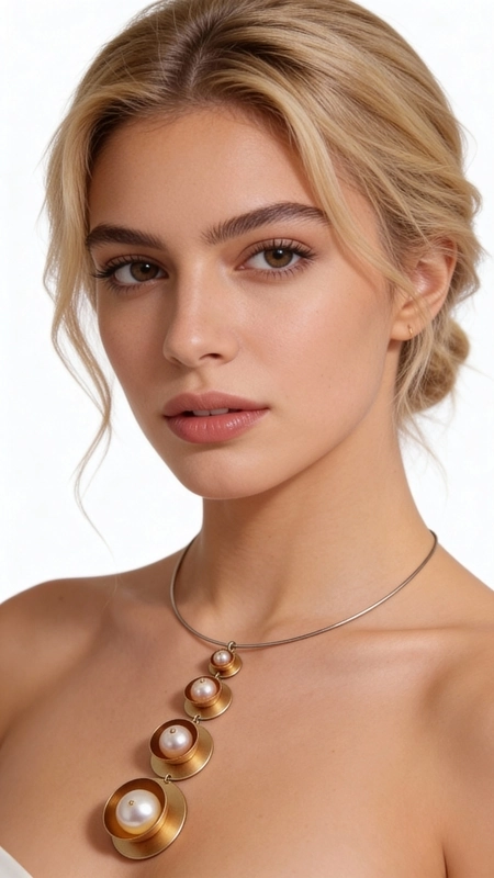 Ανακαλύψτε τη μαγεία του μεγάλου γυναικείου κολιέ μακρύ με πέρλες, ένα εντυπωσιακό χειροποίητο κόσμημα που συνδυάζει την κλασική κομψότητα με τη μοντέρνα αισθητική. Σχεδιασμένο από την Ελληνίδα Σχεδιάστρια Κοσμημάτων Αικατερίνη Χαλκιαδάκη, αυτό το statement κολιέ μεταμορφώνει κάθε εμφάνιση σε μια υπόθεση στυλ.\u000AΤο μοναδικό σχέδιο παρουσιάζει πέντε κυκλικούς δίσκους από ορείχαλκο σε χρυσή απόχρωση, που μειώνονται προοδευτικά σε μέγεθος και φιλοξενούν λευκές πέρλες διαφορετικών διαστάσεων. Η γεωμετρική διάταξη δημιουργεί ένα εντυπωσιακό οπτικό αποτέλεσμα που προσελκύει το βλέμμα, ενώ το λεπτό metal wire καλώδιο εξασφαλίζει άνετη εφαρμογή.\u000AΑυτό το μακρύ κολιέ με μαργαριτάρια είναι ιδανικό για βραδινές εμφανίσεις, ειδικές περιστάσεις ή για να προσθέσετε μια δόση κομψότητας στην καθημερινή σας εμφάνιση. Συνδυάζεται τέλεια με μονόχρωμα outfits και προσφέρει endless layering δυνατότητες.\u000AΥλικό: Ορείχαλκος \u000AΠέτρα: Πέρλα