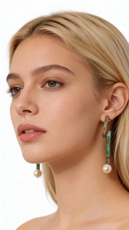 Μεγάλα σκουλαρίκια καρφωτά με μαργαριτάρια και χρώμα - 3964, Ανακαλύψτε τη μαγεία των χειροποίητων σκουλαρικιών που συνδυάζουν την αρχαία τέχνη του χαλκού με τη φυσική ομορφιά των μαργαριταριών. Αυτά τα εντυπωσιακά καρφωτά σκουλαρίκια από τη συλλογή της Ελληνίδας Σχεδιάστριας Κοσμημάτων Αικατερίνης Χαλκιαδάκη παρουσιάζουν μια μοναδική γεωμετρική σχεδίαση που θυμίζει κλαδιά δέντρου με την εξαιρετική πράσινη πατίνα να δημιουργεί έναν vintage χαρακτήρα.
Κάθε σκουλαρίκι διαθέτει έναν εκλεπτυσμένο συνδυασμό χρωμάτων όπου το πράσινο της πατίνας αναδεικνύει τη φυσική θερμότητα του χαλκού, ενώ η λευκή πέρλα προσθέτει κομψότητα και φωτεινότητα. Η ασυμμετρική γραμμική σχεδίαση δημιουργεί κίνηση και δυναμισμό, καθιστώντας τα ιδανικά για τη σύγχρονη γυναίκα που αναζητά μοναδικά κοσμήματα. Καθαρίστε απαλά με στεγνό πανί. Αποφύγετε την επαφή με αρώματα και κρέμες.
Υλικό: Χαλκός 
Πέτρα: Μαργαριτάρι