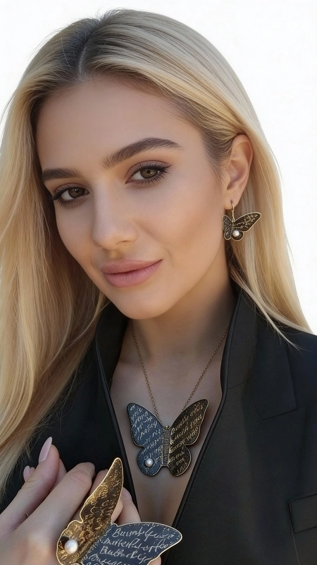 Μεγάλο εντυπωσιακό κολιέ μακρύ μαργαριτάρι πεταλούδα - 4691, Ανακαλύψτε το μεγάλο εντυπωσιακό κολιέ με πεταλούδα και μαργαριτάρι που θα γίνει το signature κόσμημα της γκαρνταρόμπας σας. Αυτό το χειροποίητο statement κολιέ, σχεδιασμένο από την Ελληνίδα Σχεδιάστρια Κοσμημάτων Αικατερίνη Χαλκιαδάκη, συνδυάζει την κομψότητα της πεταλούδας με την κλασική ομορφιά του μαργαριταριού.
Κατασκευασμένο από υψηλής ποιότητας ορείχαλκο με μαύρη πατίνα, το κολιέ διαθέτει ένα εντυπωσιακό μοτίβο πεταλούδας που φέρει χαραγμένα γράμματα, δημιουργώντας ένα μοναδικό καλλιτεχνικό αποτέλεσμα. Το φυσικό μαργαριτάρι προσθέτει μια πινελιά κομψότητας και φωτεινότητας στον σχεδιασμό. Το μακρύ μήκος του κολιέ το καθιστά ιδανικό για layering ή για να φορεθεί μόνο του ως statement κόσμημα.
Υλικό: Ορείχαλκος 
Πέτρα: Μαργαριτάρι