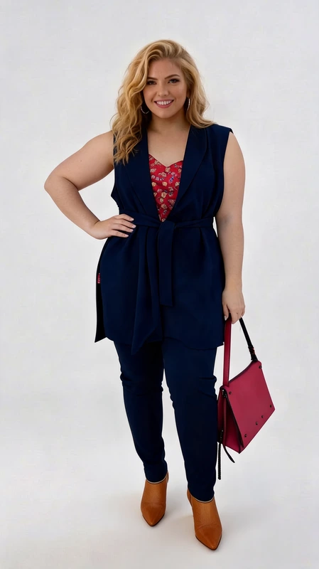 Plus size αμάνικο μπλε γιλέκο γυναικείο. Ζεστό, ελαφρύ και στυλάτο, ιδανικό για μια ξεχωριστή αμπιγιέ αλλά και casual εμφάνιση όλες τις ώρες της ημέρας!
