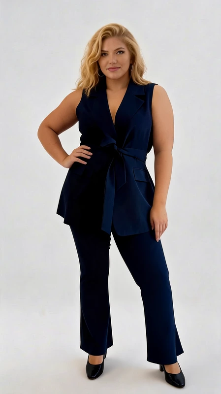 Αμάνικο γιλέκο γυναικείο μπλε - GPS161 | Candiashop Boutique, Κομψό σύνολο αμάνικου γιλέκου και παντελονιού σε βαθύ ναυτικό μπλε, ιδανικό για τη σύγχρονη γυναίκα που αναζητά στυλ και άνεση. Το γιλέκο διαθέτει κομψό σχεδιασμό με βαθύ V λαιμόκοψη και χαρακτηριστικό δέσιμο στη μέση που αναδεικνύει τη σιλουέτα, προσφέροντας κολακευτική εφαρμογή. Οι πλαϊνές τσέπες προσθέτουν πρακτικότητα χωρίς να επηρεάζουν την κομψή γραμμή του. Συνδυάζεται με το φαρδύ παντελόνι σε ίδια απόχρωση που χαρίζει άνεση στην κίνηση και διαχρονική κομψότητα. Αυτό το σύνολο είναι ιδανικό για επαγγελματικές συναντήσεις, επίσημες εκδηλώσεις ή βραδινές εξόδους. Μπορεί να φορεθεί με μια κομψή μπλούζα από κάτω για πιο επίσημες περιστάσεις ή με ένα απλό τοπ για πιο καθημερινές εμφανίσεις. Συμπληρώστε το σύνολο με ψηλοτάκουνα παπούτσια και διακριτικά κοσμήματα για μια ολοκληρωμένη εμφάνιση που συνδυάζει επαγγελματισμό και θηλυκότητα.