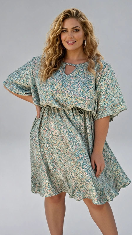 Plus size φόρεμα midi φλοράλ, καφέ, κίτρινο. Αν είσαι καλεσμένη σε γάμο, καλεσμένη σε βάπτιση, την άνοιξη ή το καλοκαίρι, φόρεσε το και κλέψε τις εντυπώσεις!