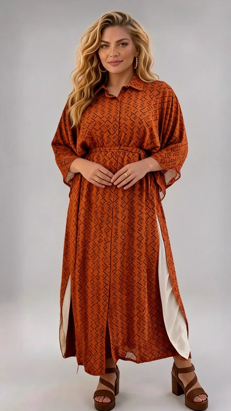 Καλοκαιρινό maxi μίνιμαλ φόρεμα plus size πορτοκαλί, με ζωνάκι ασορτί, αέρινο και δροσερό. Αν θες να είσαι άνετη με ένα δροσερό φόρεμα την άνοιξη ή το καλοκαίρι, φόρεσε το και κλέψε τις εντυπώσεις!