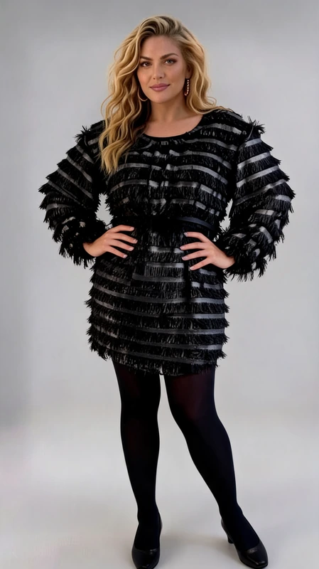 Plus size φόρεμα μαύρο μίνι με κρόσια με δική του ζώνη. Κατάλληλο να φορεθεί φθινόπωρο, χειμώνα και άνοιξη! Θα κλέψετε τις εντυπώσεις φορώντας κάτι τόσο άνετο!