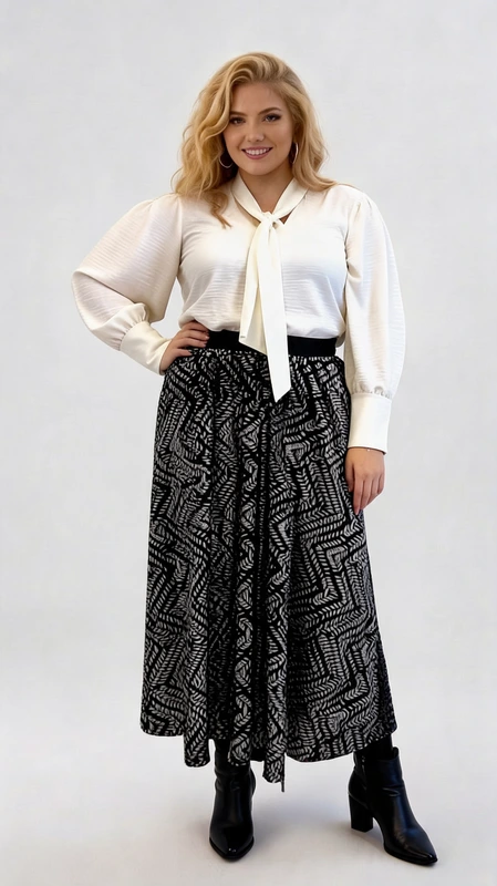 Plus size φούστα αμπιγιέ ψηλόμεση μάξι σε ασημί, μαύρο χρώμα - FPS116 | Candiashop Boutique, Plus size φούστα αμπιγιέ ψηλόμεση μάξι σε ασημί, μαύρο χρώμα. Ιδανικός συνδυασμός με μπλούζα σατέν μαύρο top!