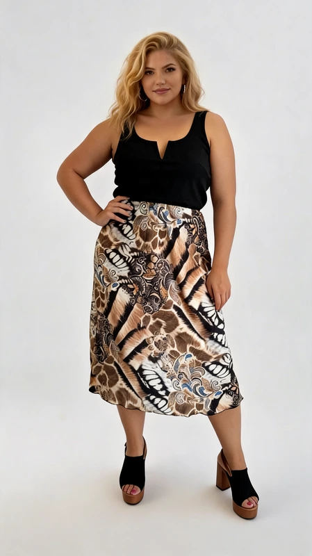 Plus size φούστα ψηλόμεση midi pencil εμπριμέ καφέ γκρι - FPS128 | Candiashop Boutique, Ψηλόμεση φούστα midi plus size, pencil σε εμπριμέ καφέ γκρι με ελαστικό ύφασμα που αγκαλιάζει την κοιλιά, με επένδυση ελαστική.Φοριέται το χειμώνα και το καλοκαίρι με μπότες, πέδιλα ή γόβες, ανάλογα την εποχή και την περίσταση!