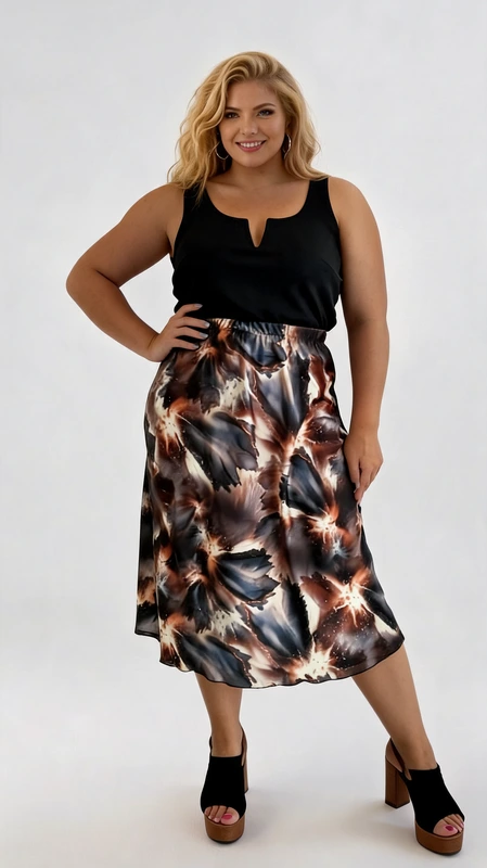 Ψηλόμεση φούστα midi plus size, pencil σε φλοράλ καφέ γκρι με ελαστικό ύφασμα που αγκαλιάζει την κοιλιά, με επένδυση ελαστική.Φοριέται το χειμώνα και το καλοκαίρι με μπότες, πέδιλα ή γόβες, ανάλογα την εποχή και την περίσταση!
