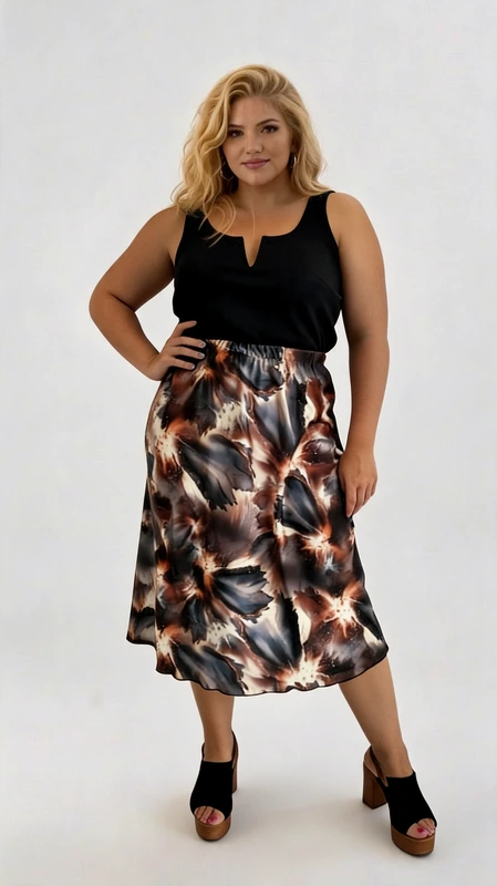 Plus size φούστα ψηλόμεση midi pencil φλοράλ καφέ γκρι - FPS127 | Candiashop Boutique, Ψηλόμεση φούστα midi plus size, pencil σε φλοράλ καφέ γκρι με ελαστικό ύφασμα που αγκαλιάζει την κοιλιά, με επένδυση ελαστική.Φοριέται το χειμώνα και το καλοκαίρι με μπότες, πέδιλα ή γόβες, ανάλογα την εποχή και την περίσταση!