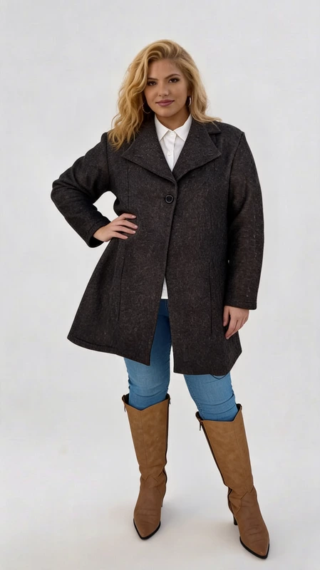 Plus size ημίπαλτο γυναικείο χακί - PPS116 | Candiashop Boutique, Plus size ημίπαλτο γυναικείο χακί σε κλασική γραμμή. Από τσόχινο ύφασμα. Πάρα πολύ μαλακό και στυλάτο!