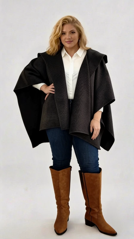 Plus size κάπα γυναικεία σε χρώμα γκρι - CPSS102 | Candiashop Boutique, Plus size κάπα γυναικεία σε γκρι χρώμα από ύφασμα βελούρ, με κουκούλα και αποσπώμενο ζωνάκι στο ίδιο χρώμα και υλικό. Εύκολη, βολική και πολύ στυλάτη!