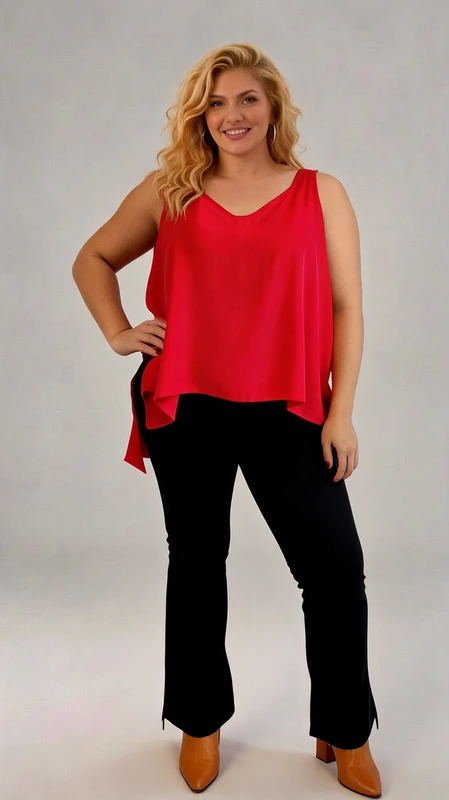 Το plus size lingerie top κόκκινο είναι ιδανικό μεσοφόρι για όλες τις εποχές του χρόνου. Από βισκόζη γκοφρέ. Διάλεξε το αγαπημένο σου χρώμα και φώτισε το σκούρο κοστούμι σου!