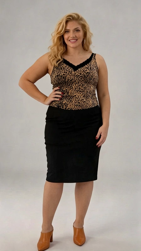 Το plus size lingerie top λεοπάρ είναι ιδανικό μεσοφόρι για όλες τις εποχές του χρόνου. Από βισκόζη ελαστική και δαντέλα. Διάλεξε το αγαπημένο σου χρώμα και φώτισε το σκούρο κοστούμι σου!