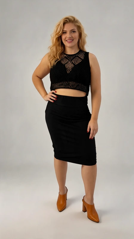 Το plus size lingerie top μαύρο είναι ιδανικό μεσοφόρι για όλες τις εποχές του χρόνου. Από βισκόζη ελαστική και δαντέλα. Διάλεξε το αγαπημένο σου χρώμα και φώτισε το σκούρο κοστούμι σου!