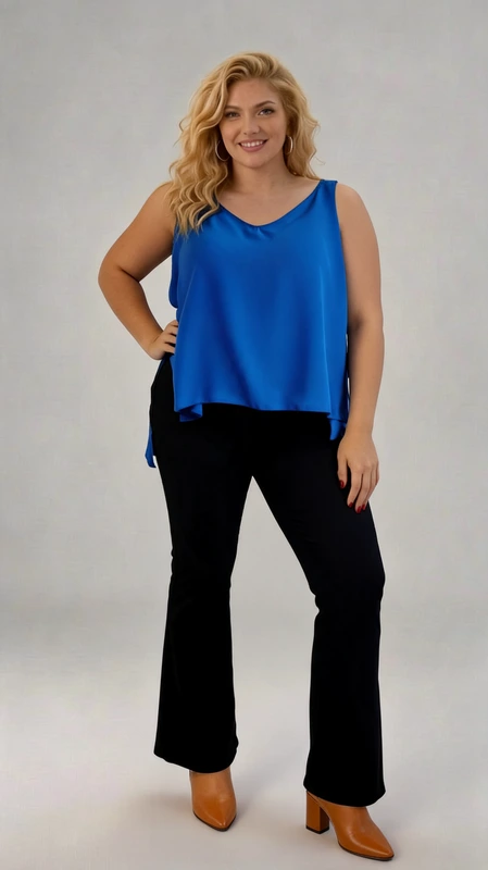 Το plus size lingerie top μπλε είναι ιδανικό μεσοφόρι για όλες τις εποχές του χρόνου. Από βισκόζη γκοφρέ. Διάλεξε το αγαπημένο σου χρώμα και φώτισε το σκούρο κοστούμι σου!