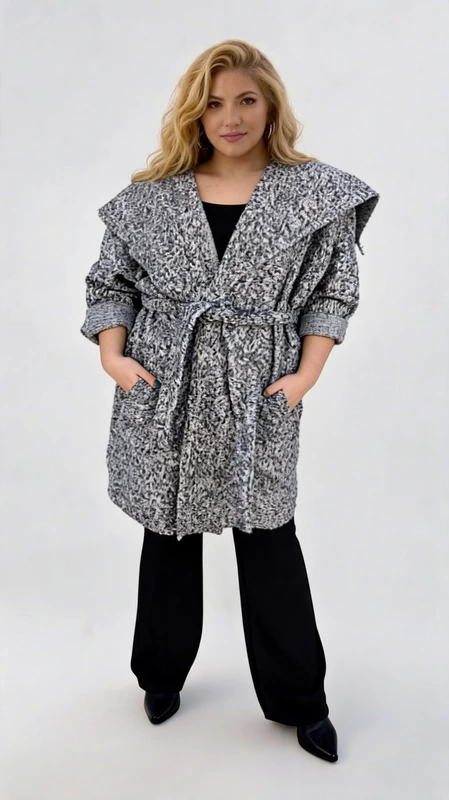 Plus size παλτό γυναικείο μπουκλέ μέχρι το γόνατο, μεσάτο, σε χρώμα γκρι - PPS114 | Candiashop Boutique, Plus size παλτό γυναικείο μπουκλέ μέχρι το γόνατο, μεσάτο, γκρι με εντυπωσιακό γιακά. Πάρα πολύ ζεστό και πολύ στυλάτο!