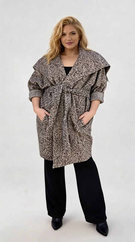 Plus size παλτό γυναικείο μπουκλέ μέχρι το γόνατο, μεσάτο, σε χρώμα καφέ - PPS115 | Candiashop Boutique, Plus size παλτό γυναικείο μπουκλέ μέχρι το γόνατο, μεσάτο, καφέ με εντυπωσιακό γιακά. Πάρα πολύ ζεστό και πολύ στυλάτο!