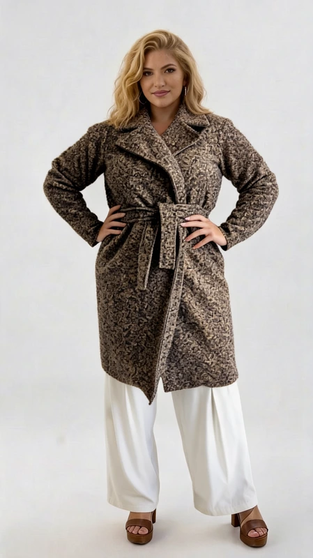 Plus size παλτό γυναικείο μακρύ, μεσάτο, σε χρώμα καφέ - PPS132 | Candiashop Boutique, Plus size παλτό γυναικείο μακρύ, μεσάτο, σε χρώμα καφέ από ύφασμα μπουκλέ αφοδράριστο, πάρα πολύ μαλακό. Ζεστό, ελαφρύ και πολύ στυλάτο!