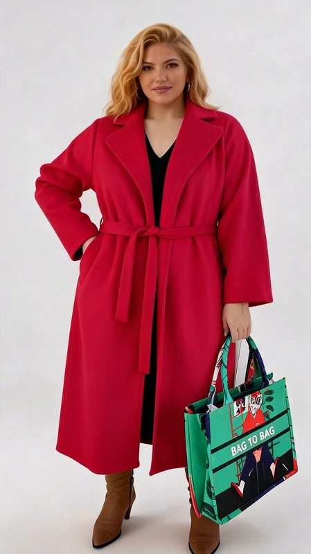 Plus size παλτό γυναικείο μακρύ, μεσάτο, κόκκινο - PPS125 | Candiashop Boutique, Plus size κόκκινο παλτό γυναικείο μακρύ, μεσάτο, σε κλασική γραμμή. Από ύφασμα αλκαντάρα. Πάρα πολύ μαλακό, ελαστικό και στυλάτο!