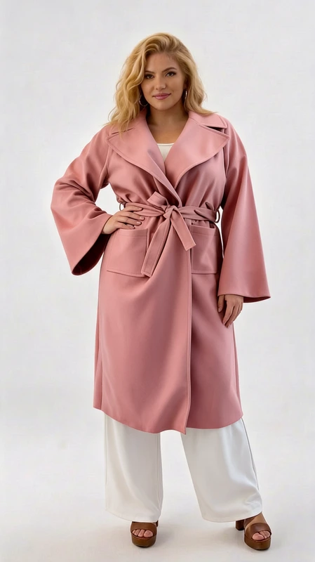 Plus size παλτό γυναικείο μακρύ, μεσάτο, σε χρώμα ροζ - PPS139 | Candiashop Boutique, Plus size παλτό γυναικείο μακρύ, μεσάτο, σε χρώμα ροζ από ύφασμα μπουκλέ αφοδράριστο, πάρα πολύ μαλακό. Ζεστό, ελαφρύ και πολύ στυλάτο!