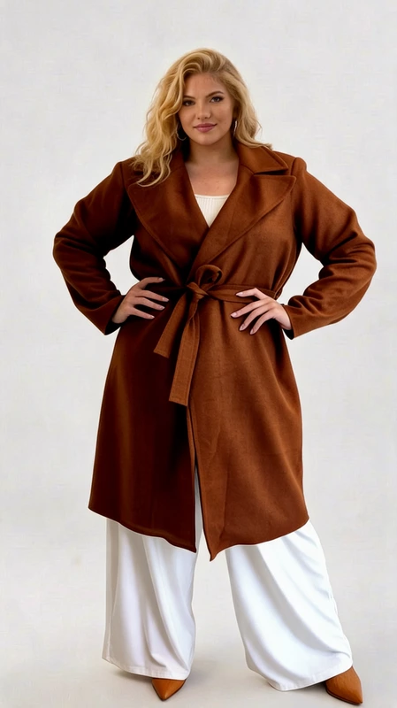 Plus size παλτό γυναικείο μακρύ, μεσάτο, σε χρώμα ταμπά - PPS137 | Candiashop Boutique, Plus size παλτό γυναικείο μακρύ, μεσάτο, σε χρώμα ταμπά από ύφασμα μπουκλέ αφοδράριστο, πάρα πολύ μαλακό. Ζεστό, ελαφρύ και πολύ στυλάτο!