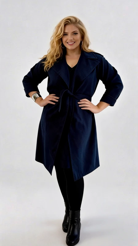 Κομψό γυναικείο παλτό σε βαθύ navy blue χρώμα που αποπνέει διαχρονική κομψότητα και στυλ. Διαθέτει χαλαρή γραμμή με φαρδιά πέτα και ζώνη στη μέση που τονίζει τη σιλουέτα, προσφέροντας μια θηλυκή εμφάνιση. Το μήκος του φτάνει κάτω από το γόνατο, κάνοντάς το ιδανικό για πολλαπλές περιστάσεις. Αυτό το κομψό παλτό μπορεί εύκολα να συνδυαστεί με επαγγελματικά ή καθημερινά σύνολα. Φορέστε το πάνω από ένα μαύρο φόρεμα για το γραφείο ή συνδυάστε το με τζιν και μπότες για μια κομψή καθημερινή εμφάνιση. Το λιτό σχέδιο και η εύκολη εφαρμογή το καθιστούν βασικό κομμάτι για κάθε γυναικεία γκαρνταρόμπα. Η ποιοτική κατασκευή του εξασφαλίζει άνεση και ανθεκτικότητα, ενώ το βαθύ μπλε χρώμα του είναι εύκολο να συνδυαστεί και παραμένει διαχρονικό. Ιδανικό για τις μεταβατικές εποχές της άνοιξης και του φθινοπώρου, αλλά και για ήπιους χειμερινούς μήνες με τα κατάλληλα στρώματα ρούχων από μέσα.