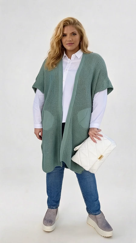Plus size ζακέτα καζάκα γυναικεία στο χρώμα της μέντας πλεκτή - ΖPS156 | Candiashop Boutique, Plus size ζακέτα καζάκα γυναικεία στο χρώμα της μέντας πλεκτή. Κατάλληλη για όλες τις εποχές!