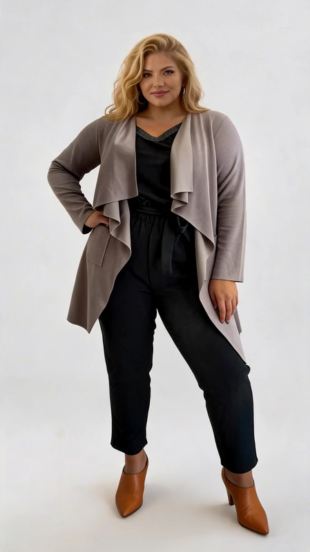 Plus size ζακέτα γυναικεία μακριά σε γκρι χρώμα - ZPS170 | Candiashop Boutique, Plus size ασύμμετρη ζακέτα μακριά σε γκρι χρώμα. Αποτελείται από πολύ λεπτό μαλακό ελαστικό ύφασμα. Ελαφριά και πολύ στυλάτη!