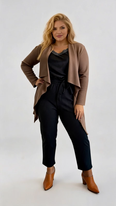 Plus size ζακέτα γυναικεία μακριά σε καφέ χρώμα - ZPS169 | Candiashop Boutique, Plus size ασύμμετρη ζακέτα μακριά σε καφέ χρώμα. Αποτελείται από πολύ λεπτό μαλακό ελαστικό ύφασμα. Ελαφριά και πολύ στυλάτη!