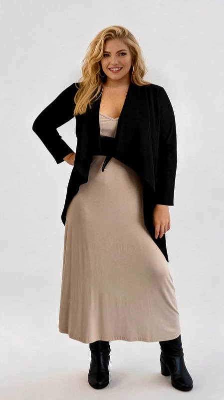 Plus size ασύμμετρη ζακέτα μακριά σε μαύρο χρώμα. Αποτελείται από πολύ λεπτό μαλακό ελαστικό ύφασμα. Ελαφριά και πολύ στυλάτη!