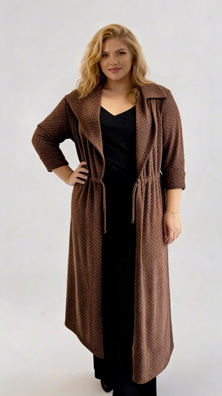 Plus size ζακέτα γυναικεία καφέ μάλλινη μακριά - ZPS162 | Candiashop Boutique, Plus size ζακέτα γυναικεία καφέ μάλλινη μακριά μεσάτη. Ιδανικός συνδυασμός με τζιν ψηλόμεση παντελόνα.