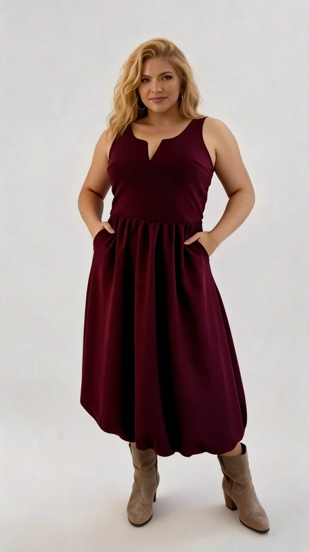 Plus size φούστα μπορντό ψηλόμεση baloon μάξι - FPS132 | Candiashop Boutique, Ψηλόμεση φούστα μπορντό baloon μάξι, με επένδυση ελαστική και λάστιχο στη μέση από βισκόζη. Ιδανική για όλες τις ώρες και για όλες τις εποχές του χρόνου!