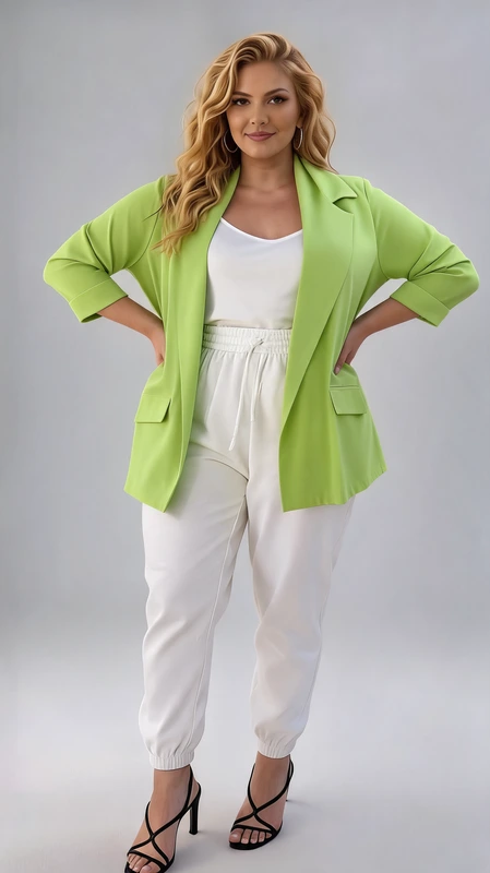 Σακάκι γυναικείο plus size σε χρώμα λαχανί - SAPS125 | Candiashop Boutique, Σακάκι γυναικείο plus size σε χρώμα λαχανί. Σε κλασική γραμμή, ελαστικό χωρίς φόδρα ώστε να είναι ακόμη πιο άνετο και βολικό. Ιδανικό για όλες τις εποχές!