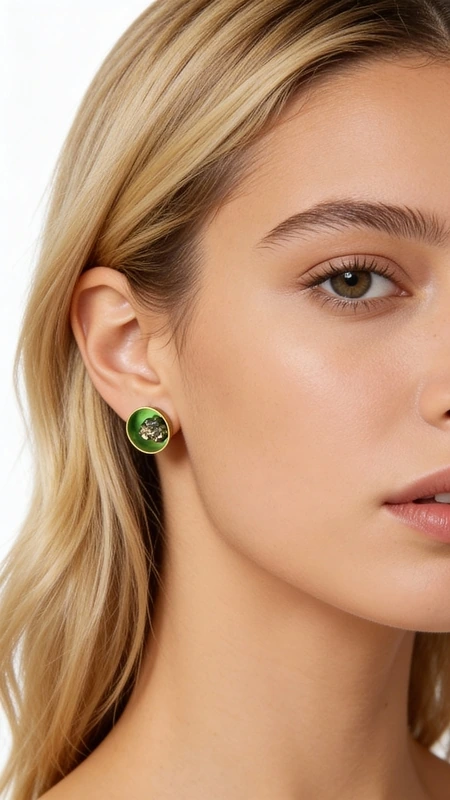 Σκουλαρίκια καρφωτά μικρά με πυρίτη πράσινα - 11220, Ανακαλύψτε την τέλεια ισορροπία μεταξύ σύγχρονης αισθητικής και φυσικής ομορφιάς με αυτά τα μοναδικά καρφωτά σκουλαρίκια με πυρίτη πράσινα, σχεδιασμένα από την Ελληνίδα Σχεδιάστρια Κοσμημάτων Αικατερίνη Χαλκιαδάκη. Κάθε τεμάχιο αποτελεί ένα μικρό έργο τέχνης που συνδυάζει το έντονο πράσινο χρώμα με τη λάμψη του φυσικού σιδηροπυρίτη.
Τα χειροποίητα σκουλαρίκια παρουσιάζουν έναν κομψό ωοειδή σχηματισμό με τον φυσικό πυρίτη να αιχμαλωτίζει το φως στο κέντρο του πράσινου σμάλτου. Η επιλογή του ορείχαλκου ως βασικό υλικό προσφέρει ανθεκτικότητα και διαχρονική αίσθηση, ενώ το πράσινο χρώμα κιμωλίας δημιουργεί μια εντυπωσιακή αντίθεση που προσελκύει το βλέμμα.
Αυτά τα μοντέρνα καρφωτά σκουλαρίκια είναι ιδανικά για καθημερινή χρήση, αλλά και για ειδικές εμφανίσεις που θέλετε να ξεχωρίσετε με στιλ και φινέτσα. Η μικρή τους διάσταση τα καθιστά εξαιρετικά ευέλικτα, συνδυάζονται τέλεια με κάθε στιλ ντυσίματος.
Υλικό: Ορείχαλκος, Σμάλτο 
Πέτρα: Σιδηροπυρίτης