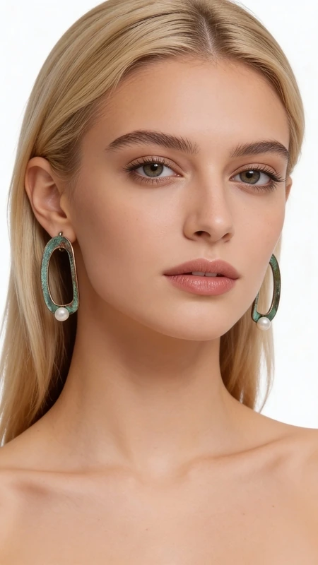 Σκουλαρίκια καρφωτά με μαργαριτάρια - 3726, Ανακαλύψτε τη μοναδική ομορφιά αυτών των καρφωτών σκουλαρικιών με μαργαριτάρια που συνδυάζουν τη φινέτσα με τη μοντέρνα αισθητική. Σχεδιασμένα από την Ελληνίδα Σχεδιάστρια Κοσμημάτων Αικατερίνη Χαλκιαδάκη, τα εντυπωσιακά σκουλαρίκια αυτά παρουσιάζουν έναν πρωτότυπο οβάλ σχεδιασμό με χαλκό και πράσινη πατίνα που δημιουργεί μια vintage αισθητική.
Κάθε σκουλαρίκι διαθέτει μια λεπτή πέρλα στο κάτω μέρος που προσθέτει κομψότητα και θηλυκότητα στο γεωμετρικό σχήμα. Η πράσινη πατίνα του χαλκού δημιουργεί μια μοναδική υφή και χρωματική διαβάθμιση που κάνει κάθε κόσμημα μοναδικό. Τα χειροποίητα σκουλαρίκια αυτά είναι ιδανικά για γυναίκες που αγαπούν τα statement κοσμήματα με καλλιτεχνικό χαρακτήρα.
Υλικό: Χαλκός 
Πέτρα: Μαργαριτάρι